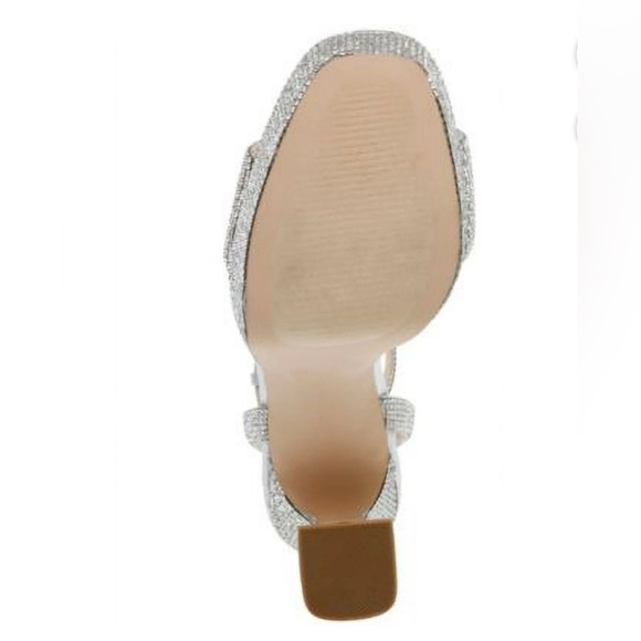 Steve Madden Silver Glitter Rhinestones Platform Heels sz 9.5 nwb - Picture 4 of 4